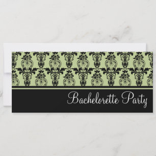 Mint & Black Damask Bachelorette Party-inbjudan Inbjudningar