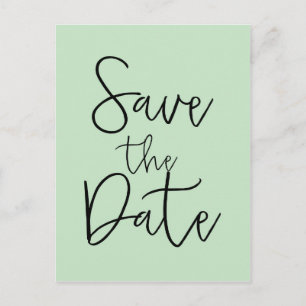 Mint & Black SAVE THE DATE Modern Script Postkort Meddelande Vykort