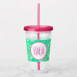 Mint Blommigt och Monogram Take Away Mugg
