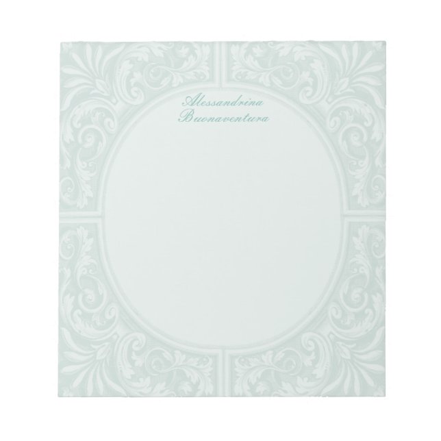 Mint Blommigt Relief Circular Ram Anteckningsblock (Framsida)