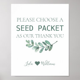 Mint Blommigt Wildbloms Seed Wedding Favor Packets Poster