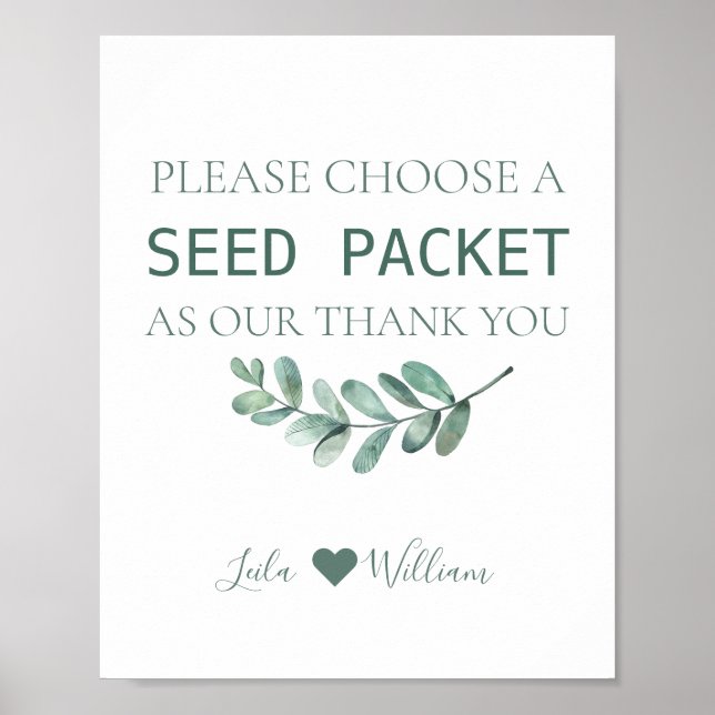 Mint Blommigt Wildbloms Seed Wedding Favor Packets Poster (Framsidan)
