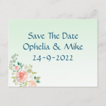 Mint blomster elegant spara datum vykort