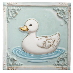 Mint Blue and White Cute Baby Anka Bathroom Kakelplatta