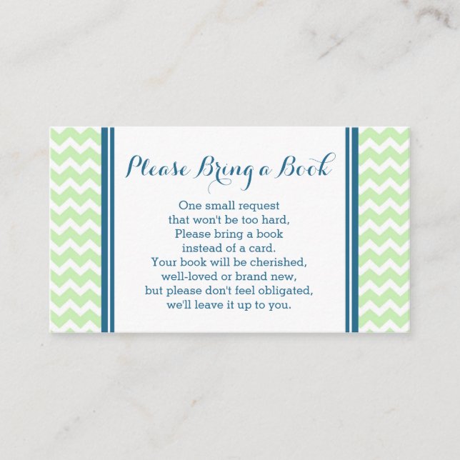 Mint Blue Chevron Baby Shower Bok-begärandekort fö Tilläggskort (Framsida)