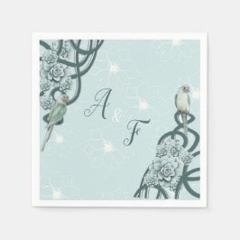 Mint Blue Gräs Grönt Succulents Pappersservett