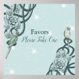 Mint Blue Gräs Grönt Succulents Poster