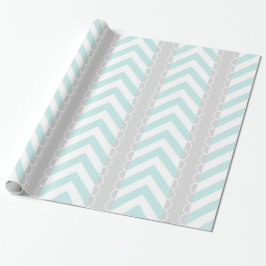 Mint Blue, Grått, White Chevron Rand Mönster Presentpapper