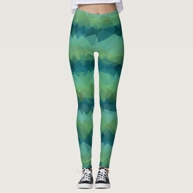 Mint Blue Modern Geometric Mönster Leggings (Framsida)