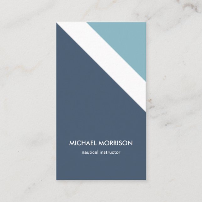 Mint blue nautical stripes modern masculine smart visitkort (Framsida)