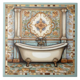 Mint Blue och Beige Bath Tub Bathroom Tile Kakelplatta