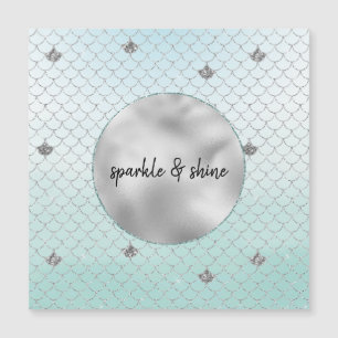 Mint Blue Ombre Silver Glitter Sjöjungfru