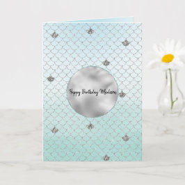 Mint Blue Ombre Silver Glitter Sjöjungfru Kort