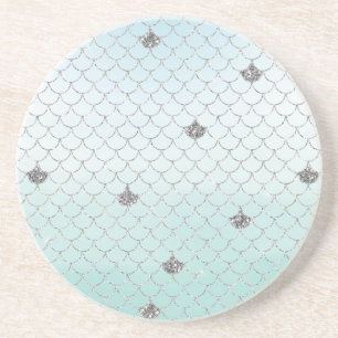 Mint Blue Ombre Silver Glitter Sjöjungfru Underlägg