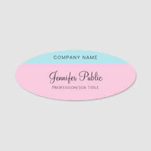 Mint Blue Rosa Template Hand Script Namn Namnbricka