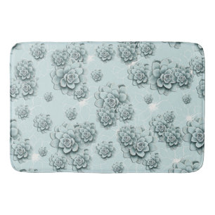 Mint Blue Succulents på vanlig mönster Repeat Badrumsmatta