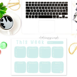 Mint Blue Weekly Planner Calendar Anteckningsblock