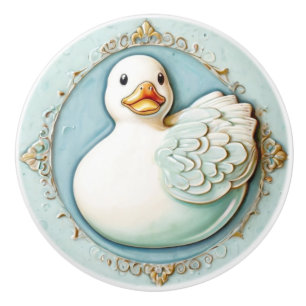 Mint Blue White Cute Rubber Ducky Anka Bathroom Knopp