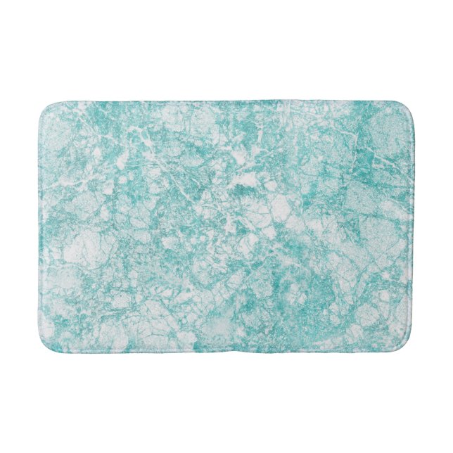 Mint Blue & White Marble Struktur Badrumsmatta (Framsidan)
