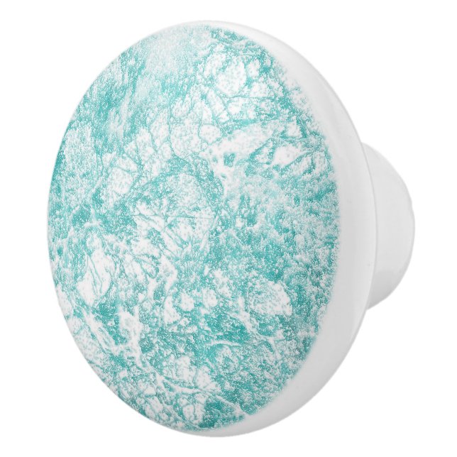 Mint Blue & White Marble Struktur Knopp (Höger)