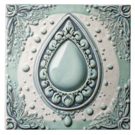 Mint Blue & White Vatten Drop TearDrop Bathroom Kakelplatta