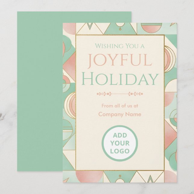 Mint & Blush Retro | Logoberedd Corporate Julkort (Fram/baksida)