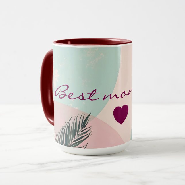 Mint Blush Rosa Abstrakt Modern Kollektion Mugg (Framsida vänster)