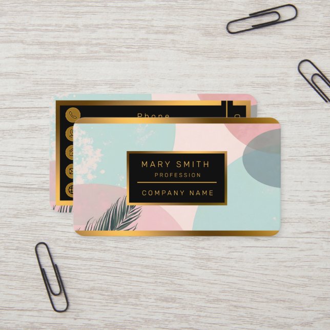 Mint Blush Rosa Abstrakt Modern Samling Visitkort (Fram/Back In Situ)