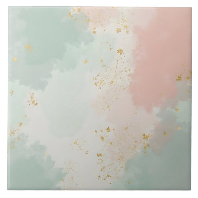 Mint Blush Rosa Abstrakt Populär Kollektion Kakelplatta (Framsidan)