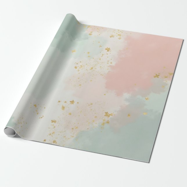 Mint Blush Rosa Abstrakt Populär Kollektion Presentpapper (Utrullad)