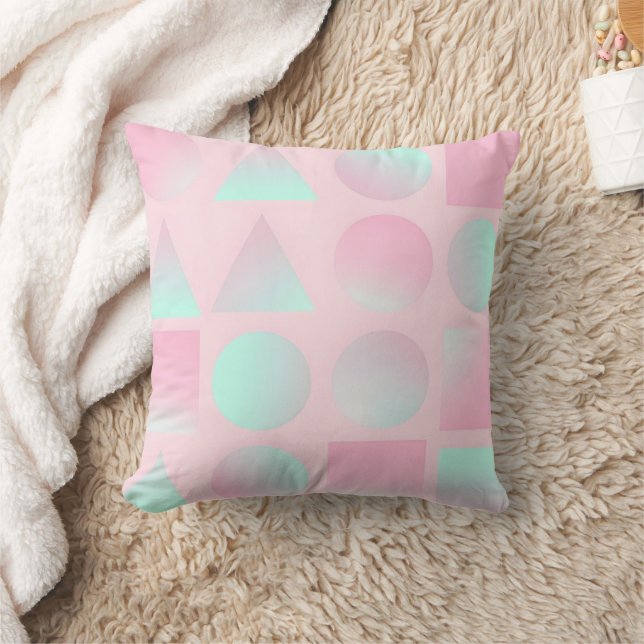 Mint Blush Rosa Abstrakt Trendig Kollektion Kudde (Filt)