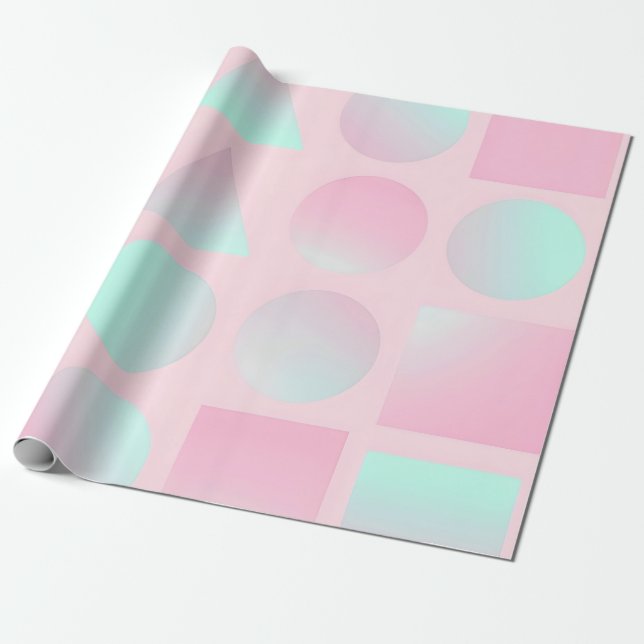 Mint Blush Rosa Abstrakt Trendig Kollektion Presentpapper (Utrullad)