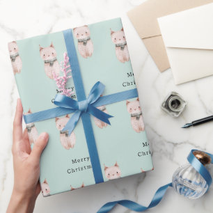 Mint Blush Rosa Katt Jul Presentpapper