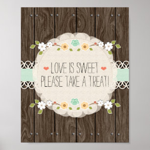 Mint Boho Rustic Möhippa Candy Pub Sign Poster