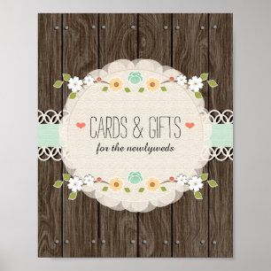 Mint Boho Rustic Möhippa Cards Gifts-skylt Poster