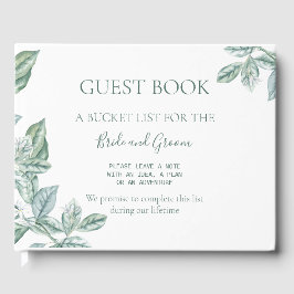 Mint Botanical Bröllop Guest Bok Bucket List