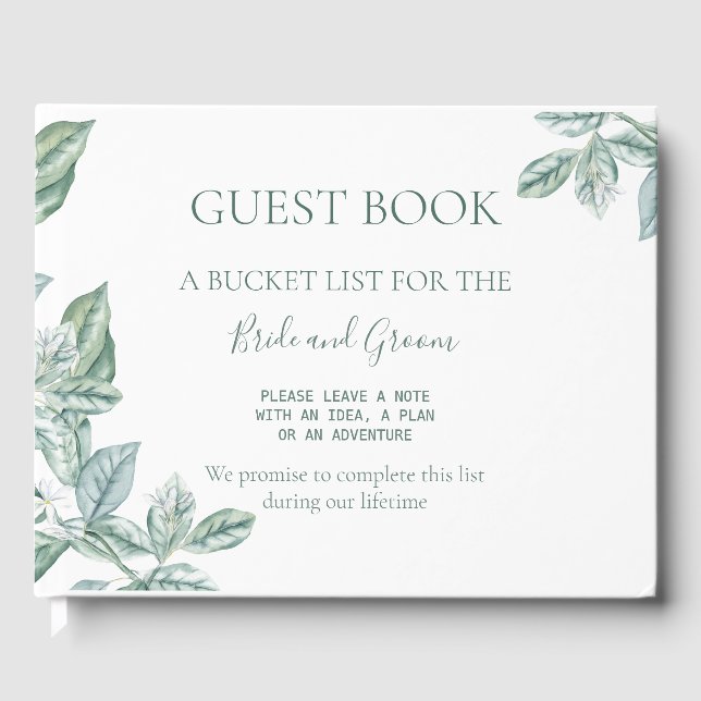 Mint Botanical Bröllop Guest Bok Bucket List (Framsida)