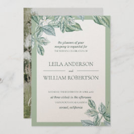 Mint Botanical Elegant bröllop Photo Inbjudningar
