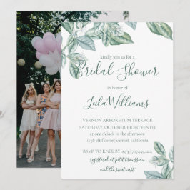 Mint Botanical Photo Bröllop Möhippa Inbjudningar