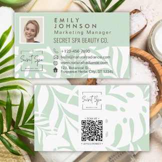 Mint Botanical Tropical Löv Beauty Photo & Logotyp Visitkort