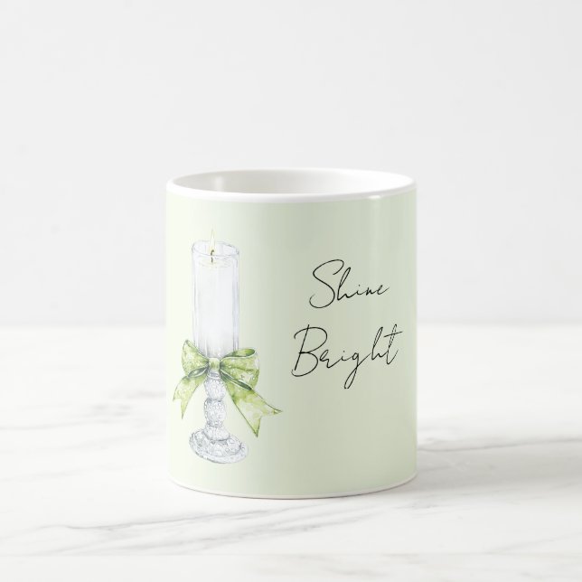 Mint Bow White Candle Shine Bright Kaffemugg (Center)