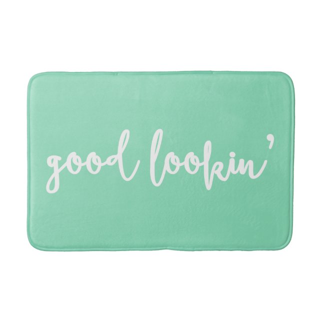 Mint Bra Lookin' Calligraphy Script Bath Mat Badrumsmatta (Framsidan)