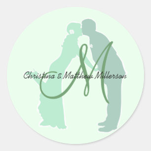 Mint Bride and Groom Runt Klistermärke