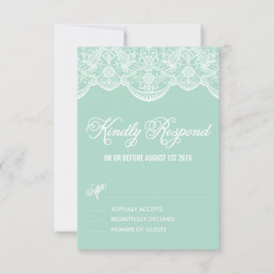 Mint Brocade Snöre Bröllop OSA Card Kort