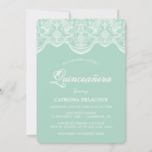 Mint Brocade Snöre Quinceañera-inbjudan Inbjudningar