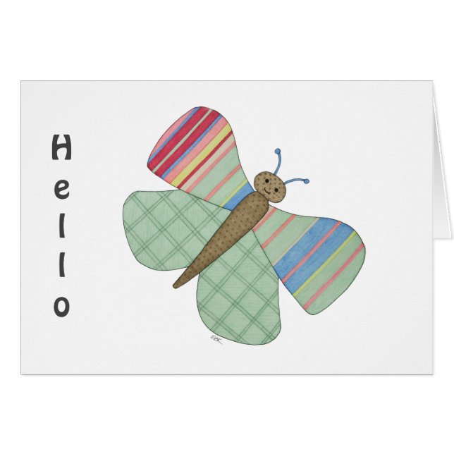 Mint Butterfly Hälsningskort (Framsidan Horizontal)