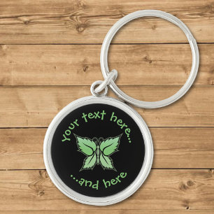 Mint Butterfly Rund Silverfärgad Nyckelring