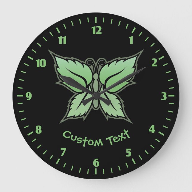 Mint Butterfly Stor Klocka (Framsida)