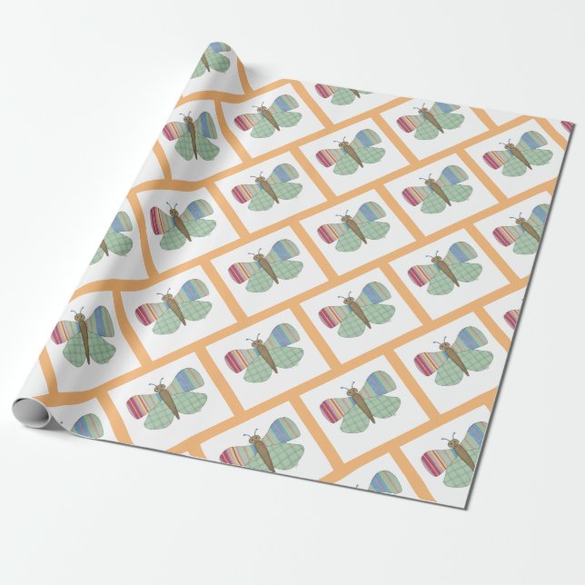 Mint Butterfly Wrapping Papper Presentpapper (Utrullad)