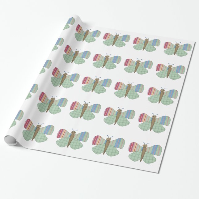 Mint Butterfly Wrapping Papper Presentpapper (Utrullad)